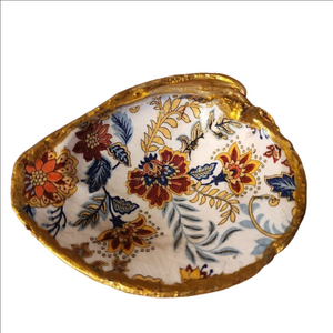 DECOUPAGE FALL FLOWERS ON A CLAM SHELL